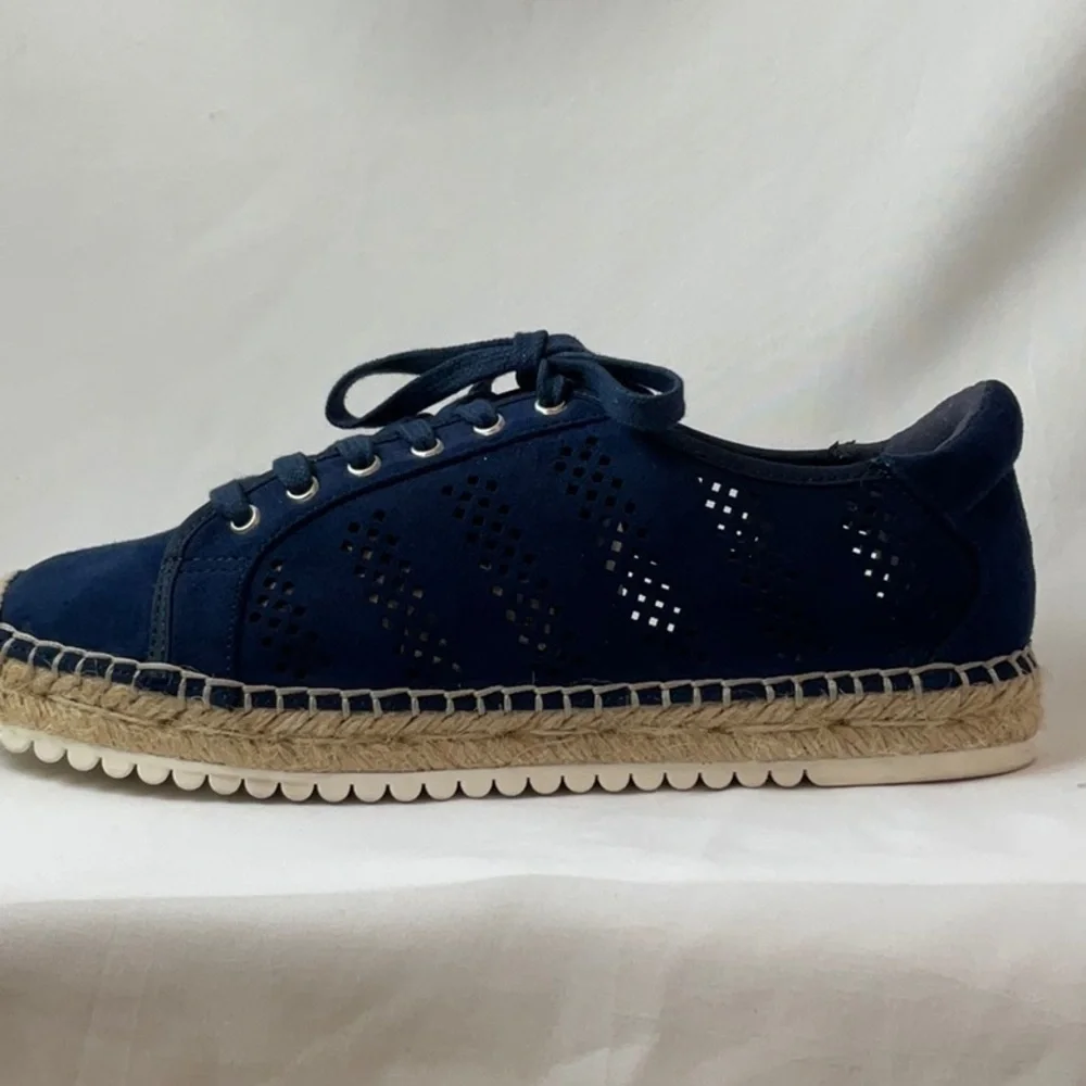 Marc Fisher Blue Baila Vegan Suede Espadrilles